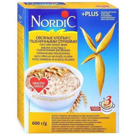 Nordic Хлопья овсяные с пшеничными отрубями, 600 г