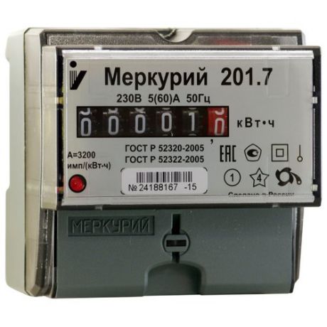 Счетчик электроэнергии однофазный однотарифный INCOTEX Меркурий 201.7 5(60) А