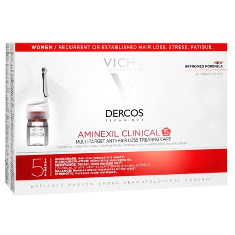 Vichy DERCOS AMINEXIL INTENSIVE 5, средство против выпадения волос для женщин, 6 мл, 21 шт.