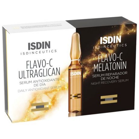 Isdin Isdinceutics Flavo-C Melatonin & Ultraglican Набор сывороток (дневная + ночная) для лица, 2 мл (10 шт.)
