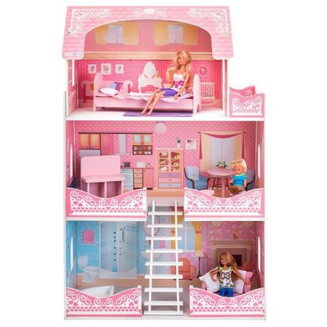 PAREMO кукольный домик "Адель Шарман" (с мебелью) PD318-07, розовый/белый/голубой