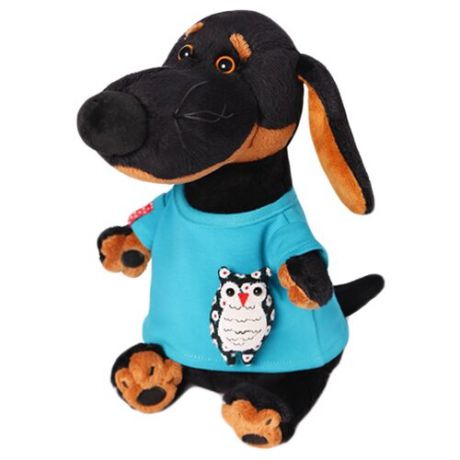 Мягкая игрушка Basik&Co Пёс Ваксон в футболке с совой 29 см