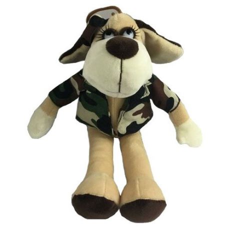 Мягкая игрушка ABtoys Собака в камуфляжном костюме 15 см