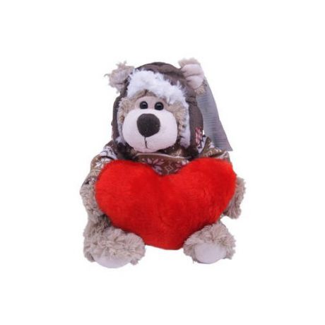 Мягкая игрушка Magic Bear Toys Мишка Рэймонд в шапке-ушанке и свитере с сердцем 20 см