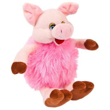 Мягкая игрушка ABtoys Свинка пушистая розовая 17 см
