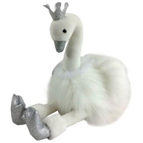 Мягкая игрушка ABtoys Лебедь белый с серебряными лапками и клювом 25 см