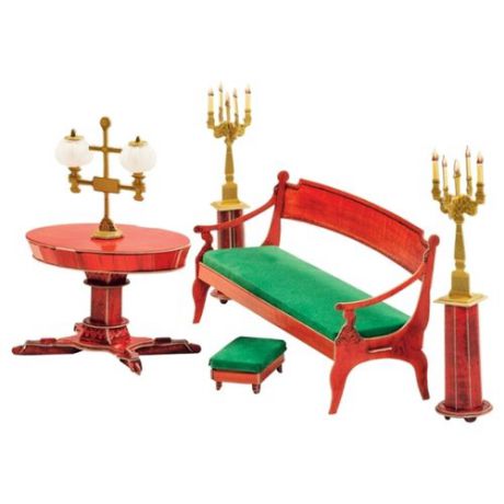 Сборная модель Умная Бумага Диван и овальный стол из гостиной домика Нащокина (423) 1:12