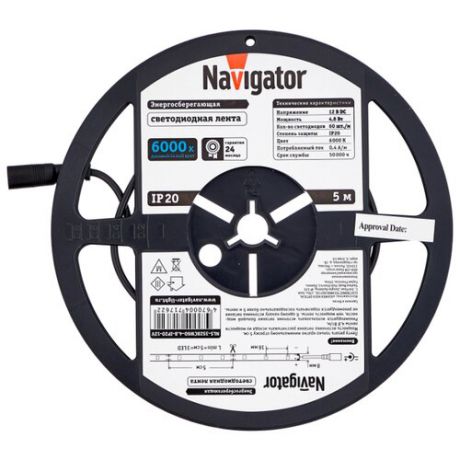 Светодиодная лента Navigator NLS-3528СW60-4.8-IP20-12V R5 5 м