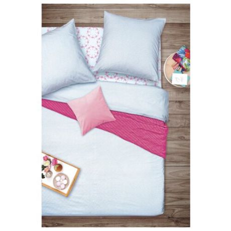 Постельное белье 2-спальное Sova & Javoronok Фламинго 50х70 см, бязь розовый/голубой