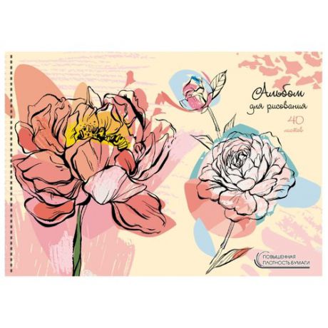 Альбом для рисования Unnika land Акварельные цветы 29.7 х 21 см (A4), 140 г/м², 40 л.
