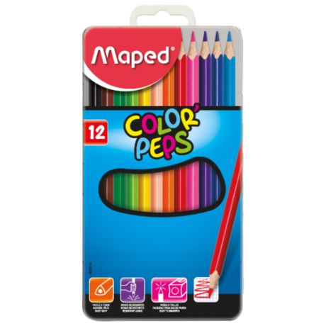 Maped Цветные карандаши Color Peps 12 цветов, металлическая коробка (832014)