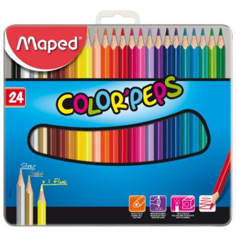 Maped Цветные карандаши Color Peps 24 цвета, металлическая коробка (832016)
