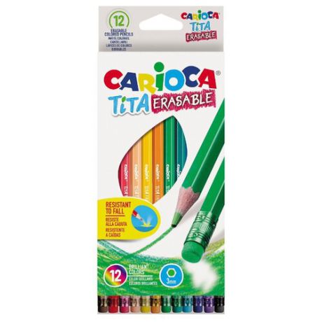 Carioca набор цветных карандашей Tita Erasable 12 цветов (42897)