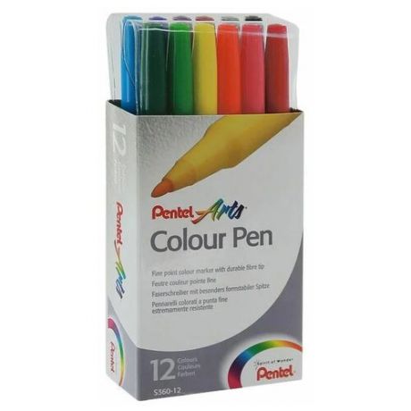 Pentel Набор фломастеров Color Pen, 12 шт. (S360-12) разноцветные