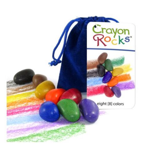 Crayon Rocks Восковые мелки-камушки в синем бархатном мешочке, 8 штук