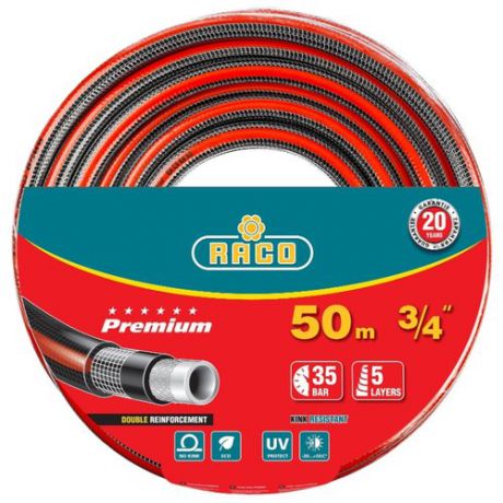 Шланг RACO Premium 3/4" 50 метров 5-ти слойный черный/красный