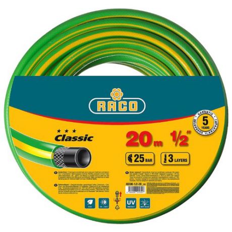 Шланг RACO Classic 1/2" 20 метров зеленый/желтый