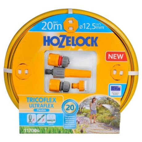 Комплект для полива HOZELOCK стартовый набор Tricoflex Ultraflex 1/2" 20 метров желтый