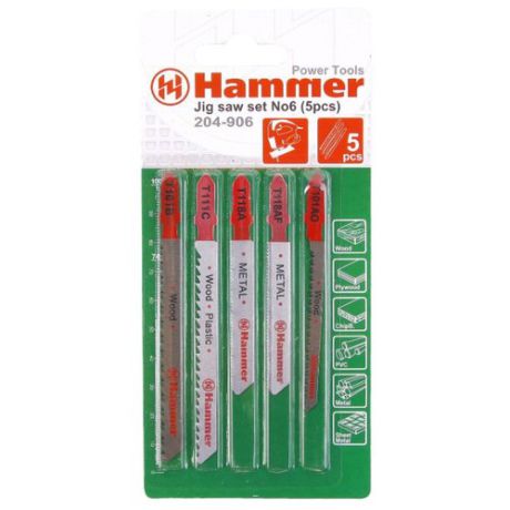 Набор пилок для лобзика Hammer JG WD-PL-MT 204-906 5 шт.