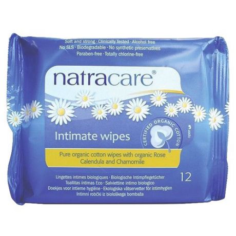 Natracare Влажные салфетки для интимной гигиены Organic Cotton, 12 шт