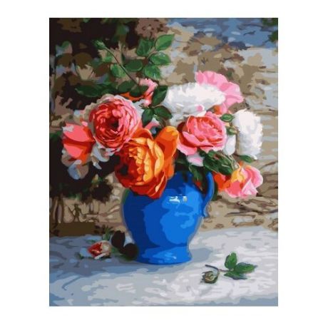 ВанГогВоМне Картина по номерам "Голубая ваза с цветами", 40х50 см (ZX 22338)