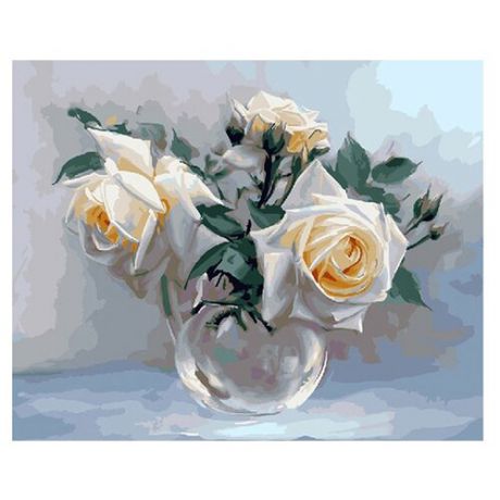 Molly Картина по номерам "Белые розы" 40х50 см (KH0193)