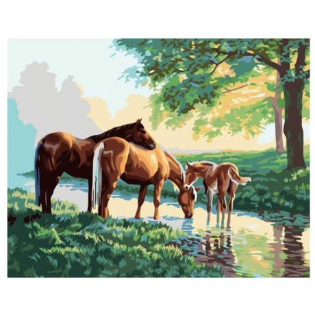 Dimensions Картина по номерам "Лошади у ручья" 41х51 см (DMS-91159)