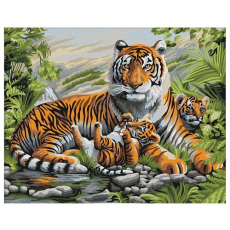 Мосфа Картина по номерам "Тигриная семья" 40х50 см (7C-0214)