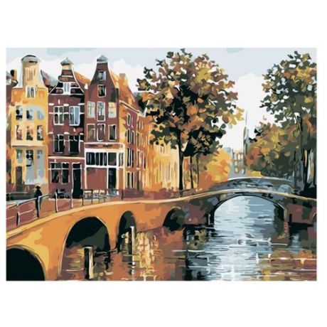 Рыжий кот Картина по номерам "Городской пейзаж с мостом" 40х50 см (AWD040)