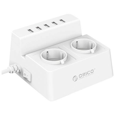 Сетевой фильтр ORICO ODC-2A5U-WH, 1.5 м