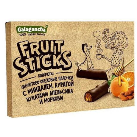 Набор конфет GALAGANCHA Fruit Sticks с курагой и миндалем 175 г