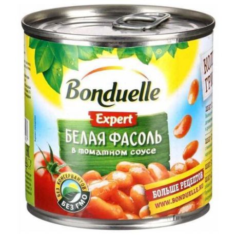 Фасоль Bonduelle Expert белая в томатном соусе, жестяная банка 400 г