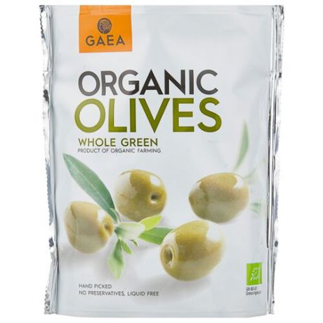 Gaea Оливки Organic в маринаде с косточкой, пластиковый пакет 150 г