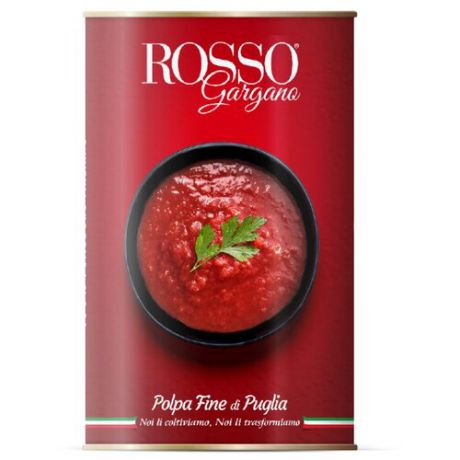 Томаты очищенные давленные в собственном соку Rosso Gargano жестяная банка 400 г