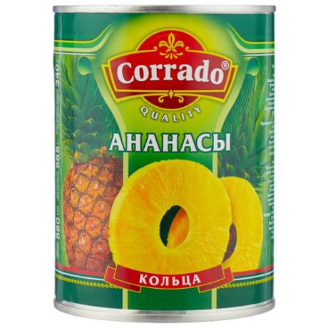 Консервированные ананасы Corrado кольца, жестяная банка 565 г