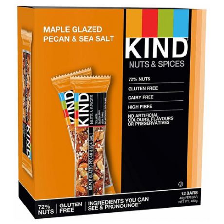 Ореховый батончик Be-Kind Maple Glazed Pecan & Sea Salt, 12 шт