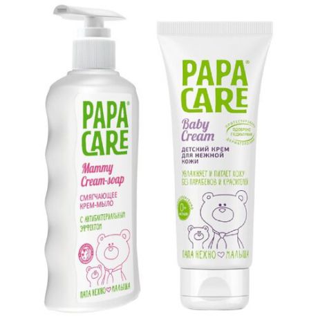 Papa Care Набор: Жидкое Крем-мыло для мам Смягчающее 250 мл + Детский крем 100 мл