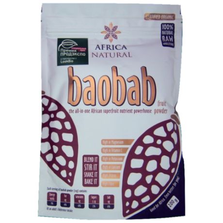 Africa Natural Плоды баобаба, порошок, пластиковый пакет 200 г