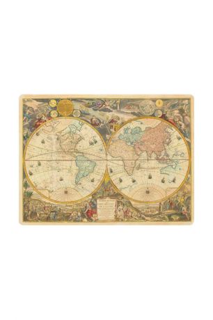 Старинная карта полушарий Декоративная жесть Старинная карта полушарий