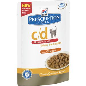 Паучи Hill's Prescription Diet c/d Urinary Care Urinary Stress with Chicken с курицей диета при цистите для кошек 85г (2862)