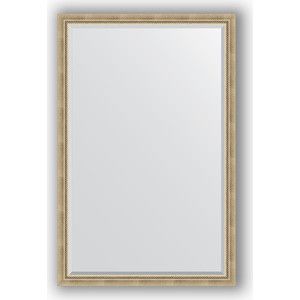 Зеркало с фацетом в багетной раме поворотное Evoform Exclusive 113x173 см, состаренное серебро с плетением 70 мм (BY 1212)