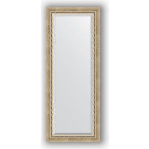 Зеркало с фацетом в багетной раме поворотное Evoform Exclusive 53x133 см, состаренное серебро с плетением 70 мм (BY 1152)