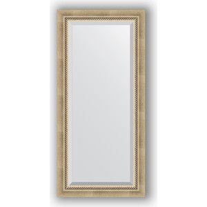 Зеркало с фацетом в багетной раме поворотное Evoform Exclusive 53x113 см, состаренное серебро с плетением 70 мм (BY 1142)