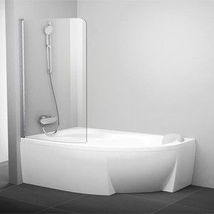 Шторка на ванну Ravak Chrome CVSK1 100 Rosa 160/170 L прозрачная, хром, левая (7QLS0C00Y1)