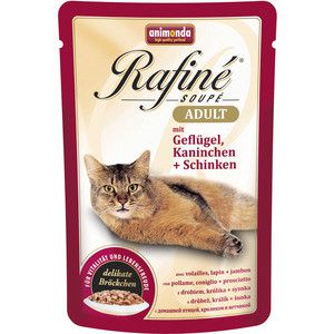 Паучи Animonda Rafine Soup Adult с мяса домашней птицей, кроликом и ветчиной для кошек 100г (83655)
