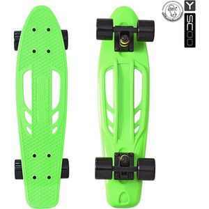 Скейтборд RT 405-G Skateboard Fishbone с ручкой 22" винил 56,6х15 с сумкой GREEN/black