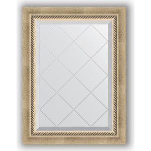 Зеркало с гравировкой поворотное Evoform Exclusive-G 53x71 см, в багетной раме - состаренное серебро с плетением 70 мм (BY 4003)