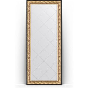 Зеркало напольное с гравировкой Evoform Exclusive-G Floor 85x205 см, в багетной раме - барокко золото 106 мм (BY 6333)