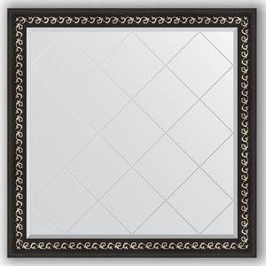 Зеркало с гравировкой Evoform Exclusive-G 105x105 см, в багетной раме - черный ардеко 81 мм (BY 4440)