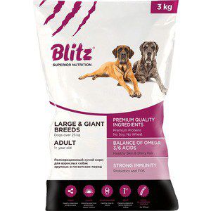 Сухой корм Blitz Petfood Superior Nutrition Adult Dog Large & Giant Breeds Over 25kg с курицей для собак крупных пород 3кг
